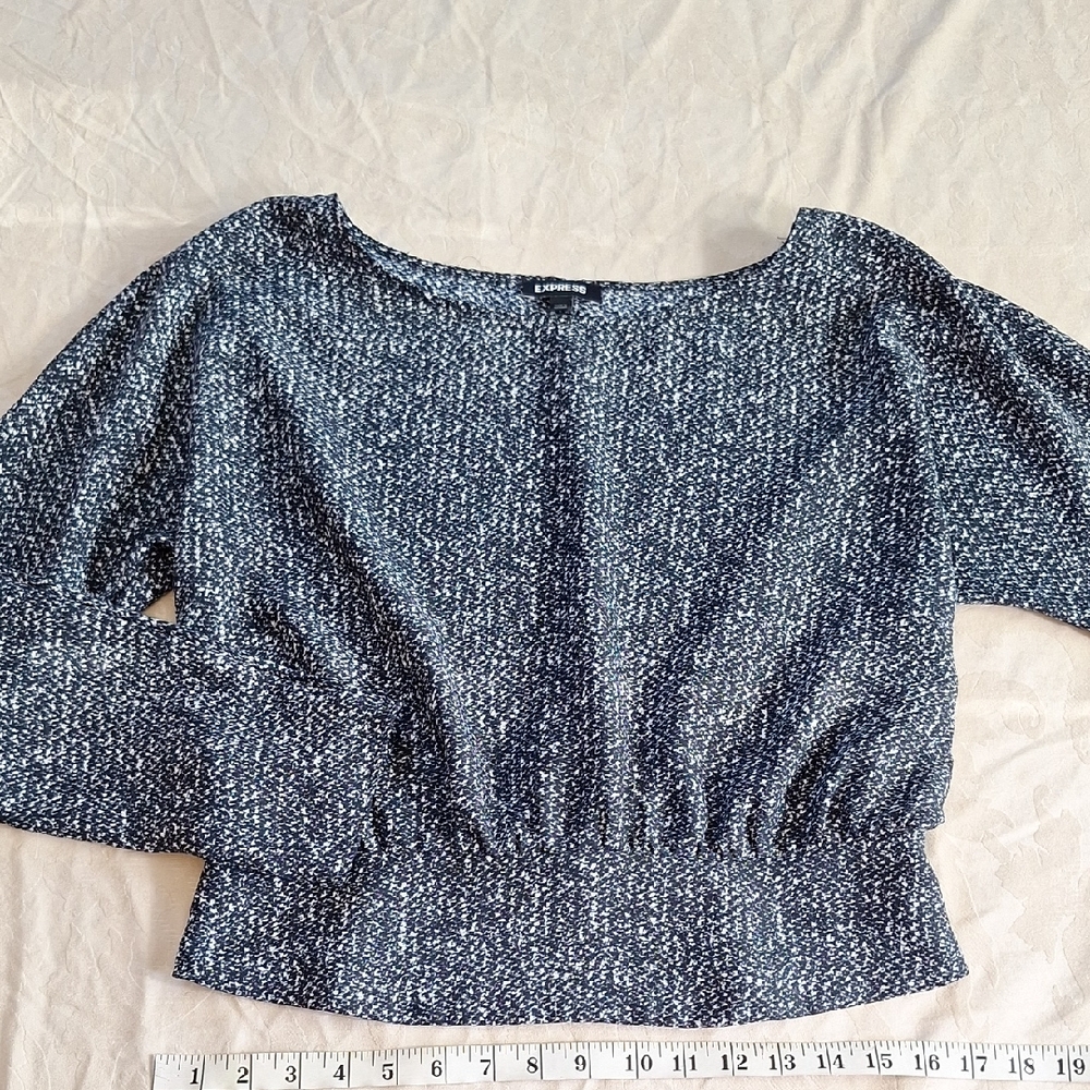 Express Navy and White Speckled Blouse